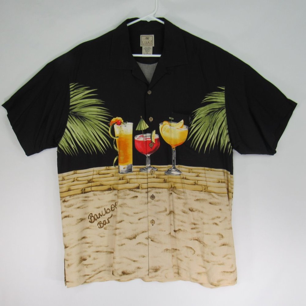 Luau Hawaiian Shirt Tropical Drinks Men’s Size XL - Picture 2 of 9